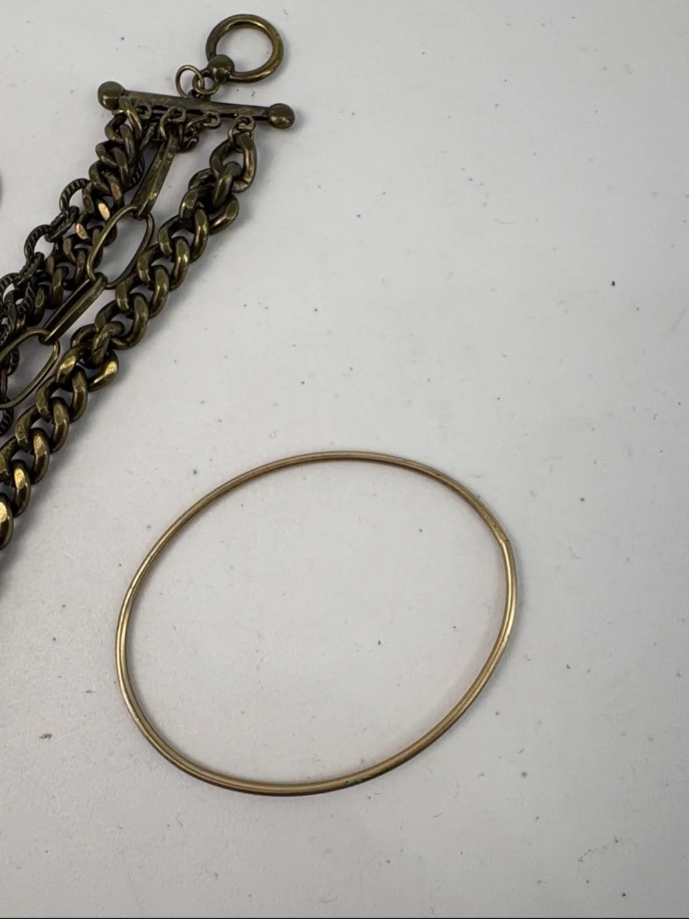 🐯 3 Gold-Tone Mixed Bracelet Set - Layered Chain & Bangle Trio